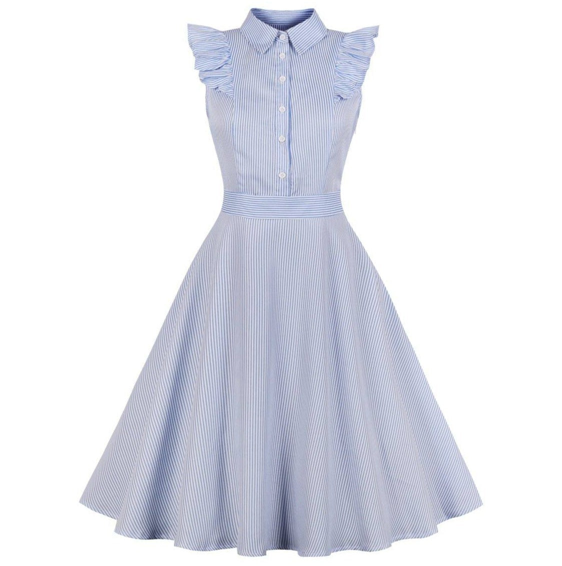 Robe vintage Bleue Ciel Rayée
