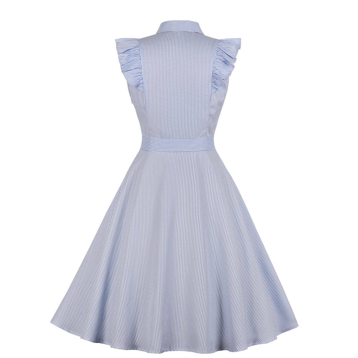 Robe vintage Bleue Ciel Rayée