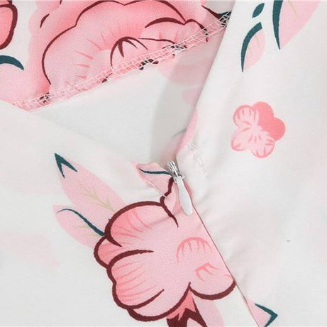 Robe Vintage Blanche à Fleurs Roses Trapèze 50's