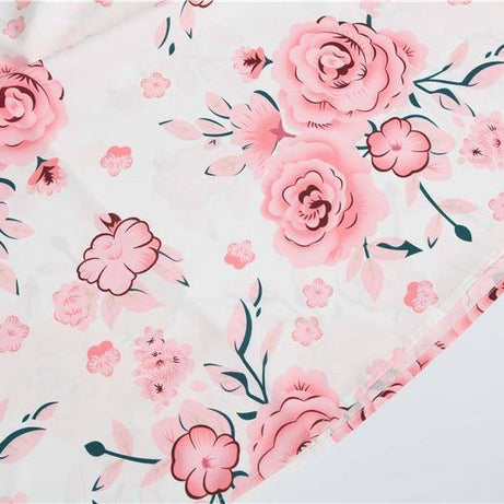 Robe Vintage Blanche à Fleurs Roses Trapèze 50's
