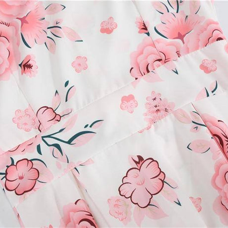 Robe Vintage Blanche à Fleurs Roses Trapèze 50's