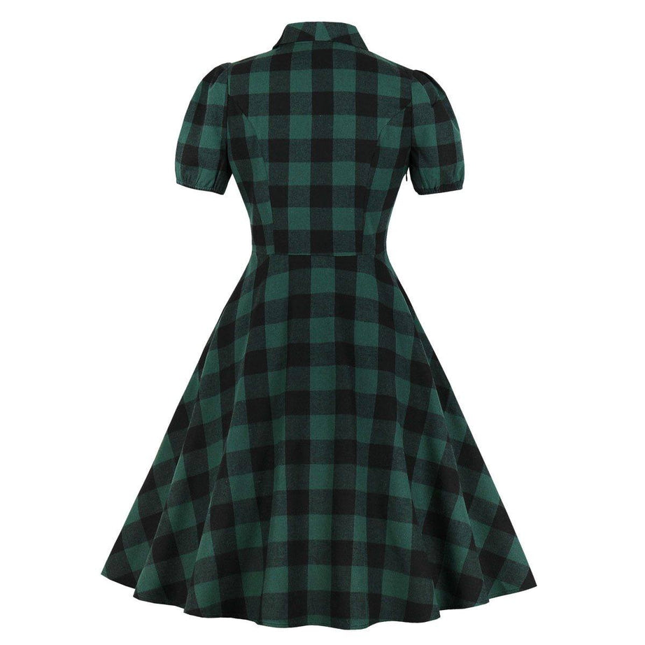 Robe vintage Vichy Verte & Noire 50's