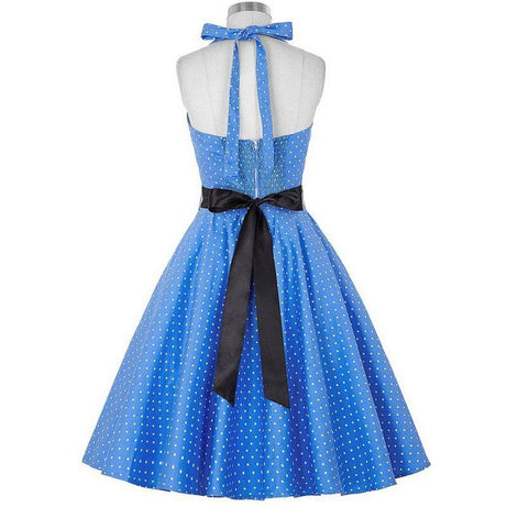 Robe vintage Bleue à Pois Blanc 50's