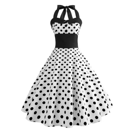 Robe Vintage Noire à Pois Blancs 50's