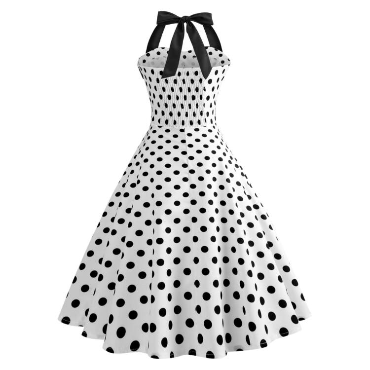 Robe Vintage Noire à Pois Blancs 50's