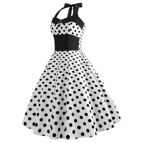 Robe Vintage Noire à Pois Blancs 50's