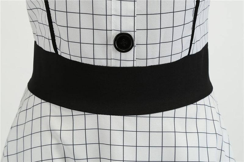 Robe Vintage Blanche à Col Claudine 50's