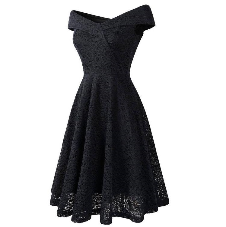 Vintage Schwarzes Spitzenkleid 50er Jahre