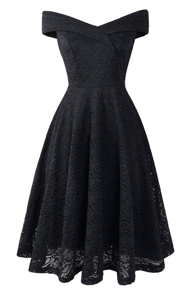 Robe vintage Noire en Dentelle 50's