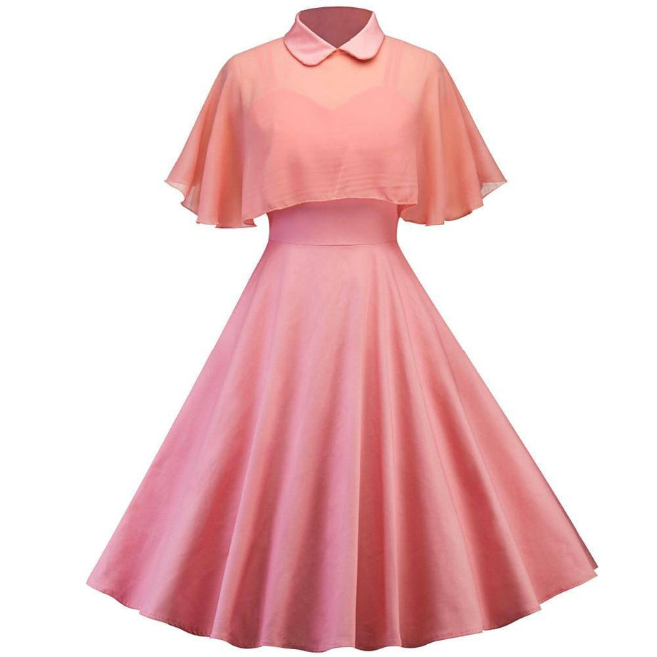 Robe Vintage  Rose à Manches Courtes 50's