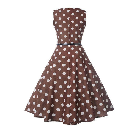 Robe vintage Marron à Pois Blancs 50's