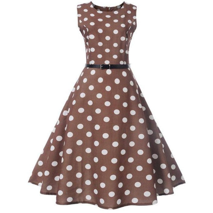 Robe vintage Marron à Pois Blancs 50's