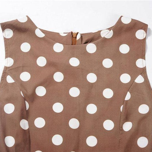Robe vintage Marron à Pois Blancs 50's