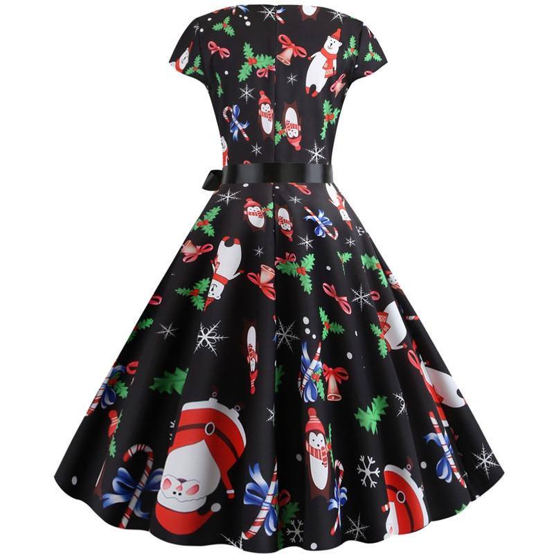 Schwarzes Vintage-Weihnachtskleid aus den 50er Jahren