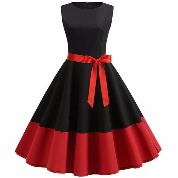 Vintage Schwarz-Rotes 50er-Jahre-Kleid