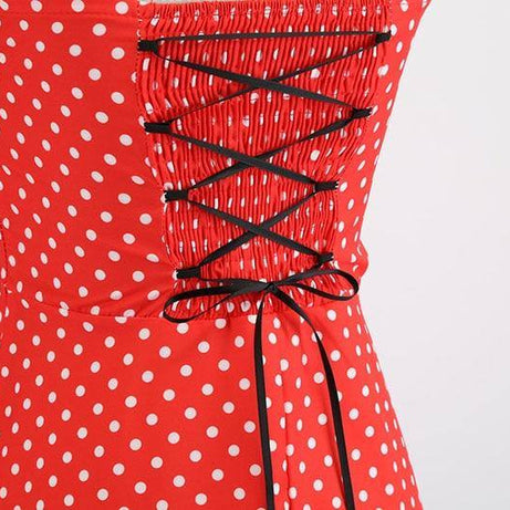 Robe vintage Rouge à Petits Pois Blancs 50's