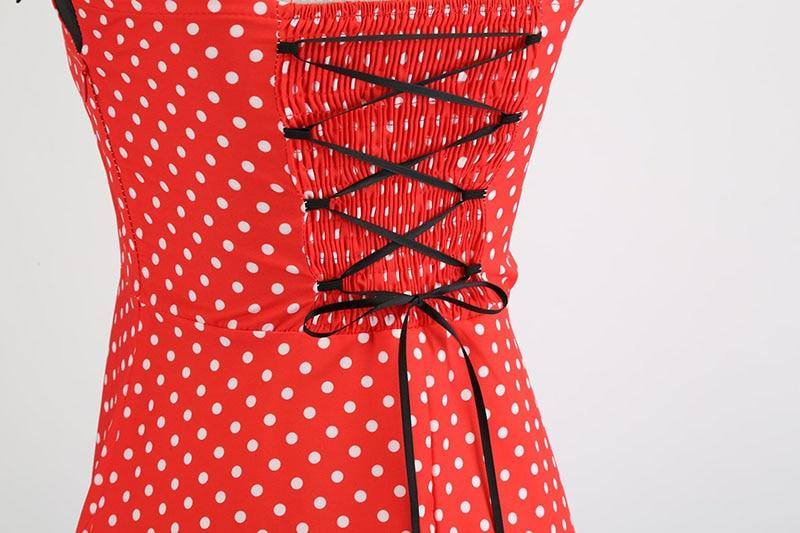 Robe vintage Rouge à Petits Pois Blancs 50's