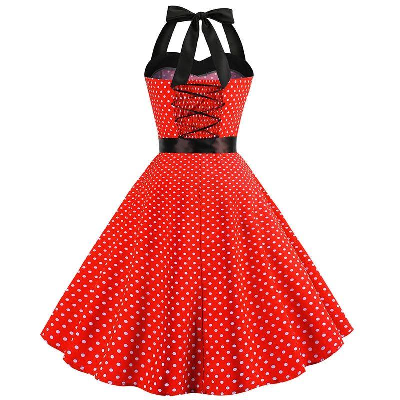 Robe vintage Rouge à Petits Pois Blancs 50's
