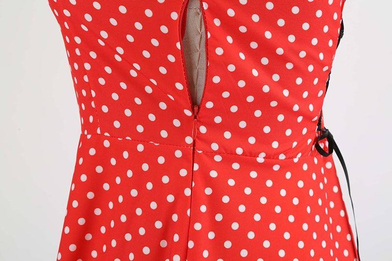 Robe vintage Rouge à Petits Pois Blancs 50's