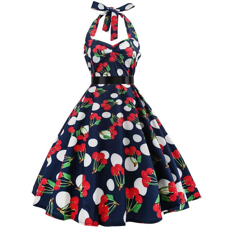 Vintage 50er Jahre Polka Dot &amp; Kirschen Kleid