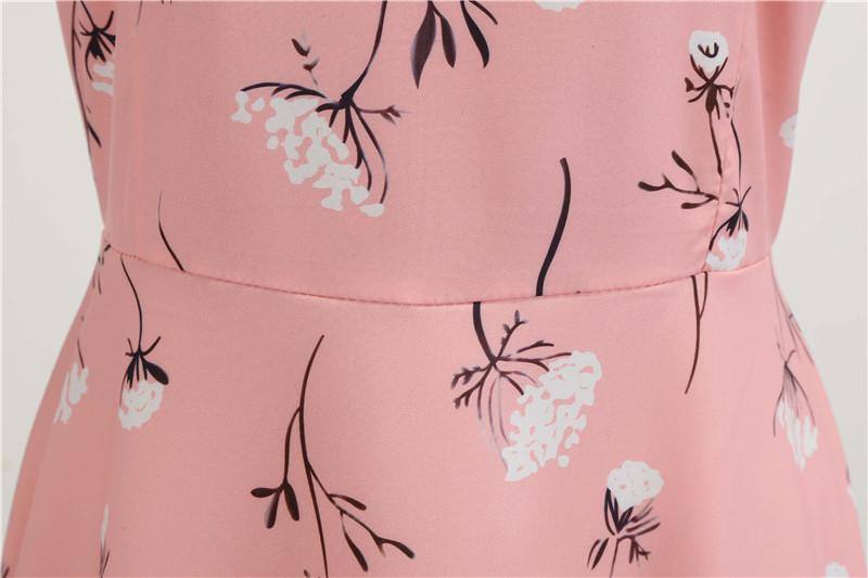 Robe vintage Rose Poudré à Fleurs 50's