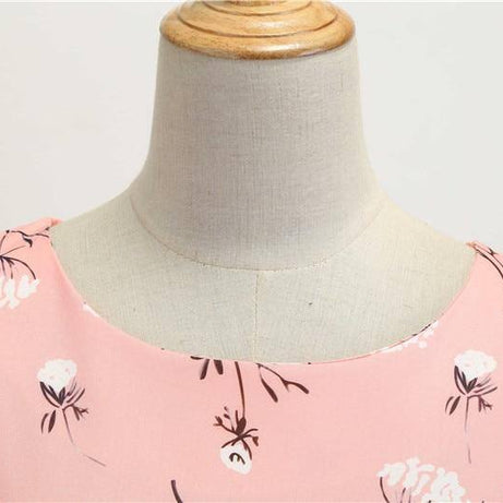 Robe vintage Rose Poudré à Fleurs 50's