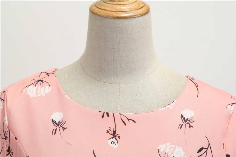 Robe vintage Rose Poudré à Fleurs 50's