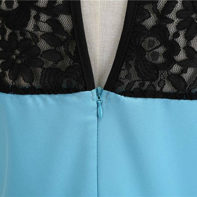 Robe Vintage Turquoise à Col en Dentelle 50's