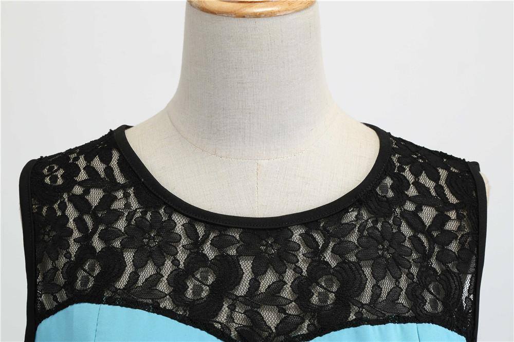 Robe Vintage Turquoise à Col en Dentelle 50's