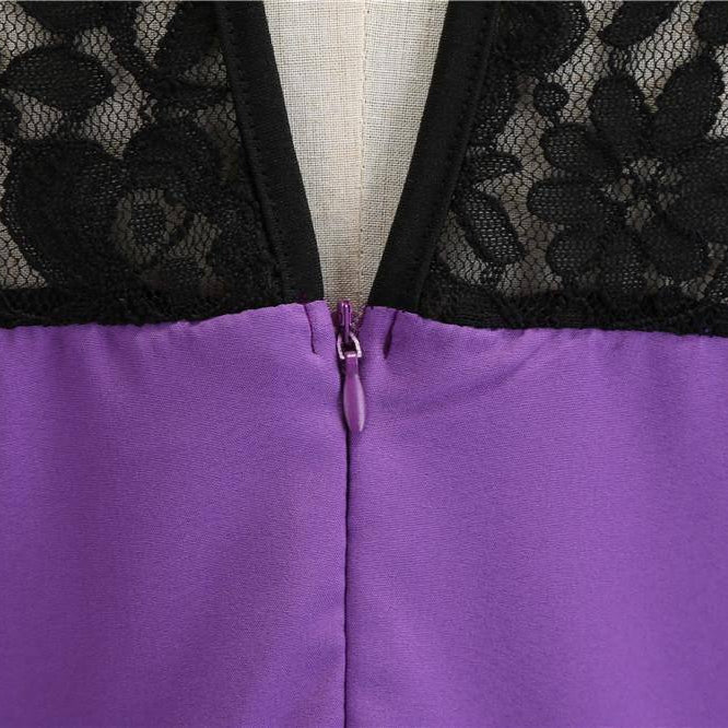 Robe Vintage Violette à Col en Dentelle  50's