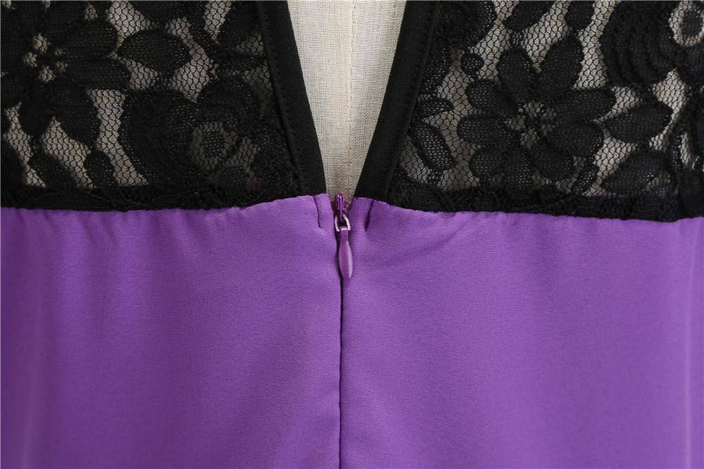 Robe Vintage Violette à Col en Dentelle  50's
