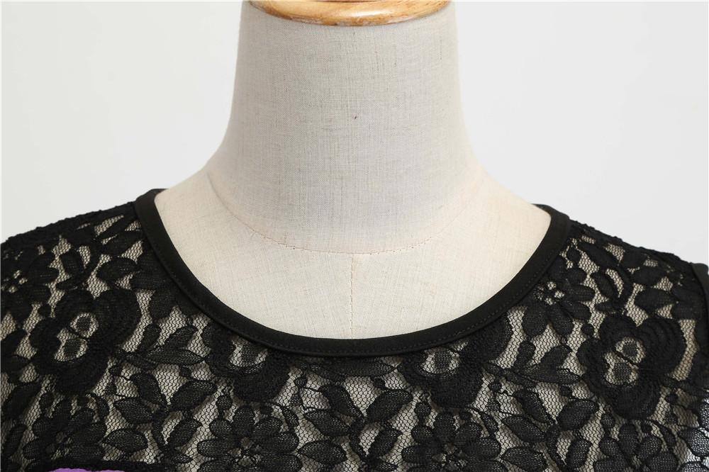 Robe Vintage Violette à Col en Dentelle  50's