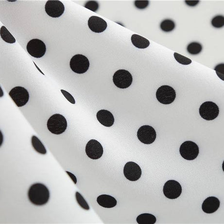 Robe Vintage Blanche à Petits Pois Noirs 50's
