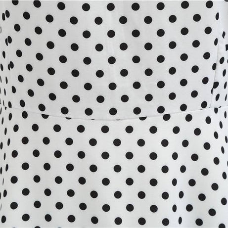 Robe Vintage Blanche à Petits Pois Noirs 50's