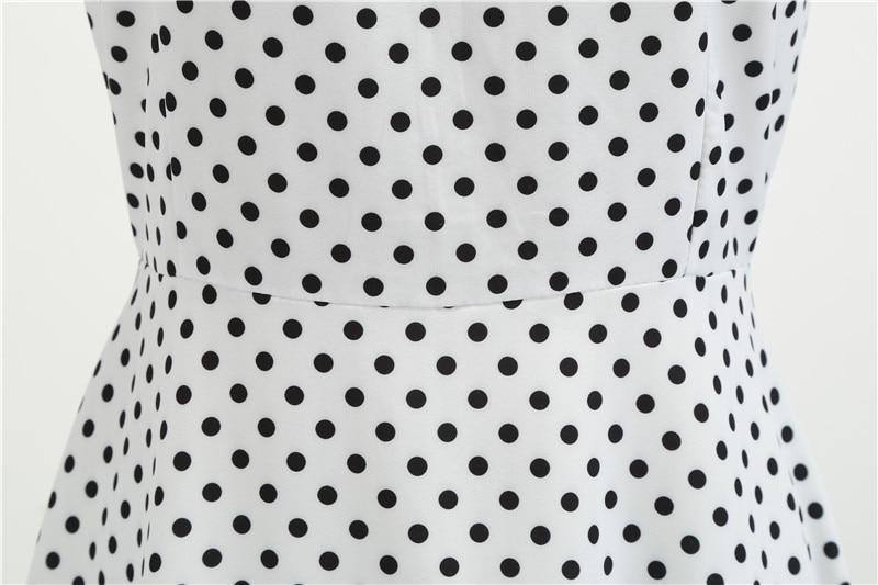 Robe Vintage Blanche à Petits Pois Noirs 50's