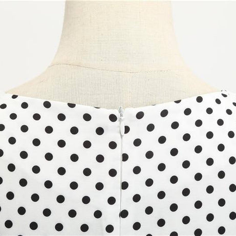 Robe Vintage Blanche à Petits Pois Noirs 50's