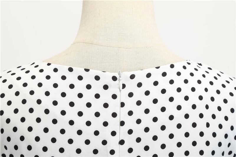 Robe Vintage Blanche à Petits Pois Noirs 50's