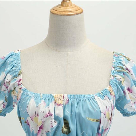 Robe vintage Fleurie Bleue Ciel
