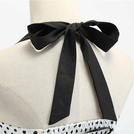 Robe vintage Blanche à Petits Pois Noirs