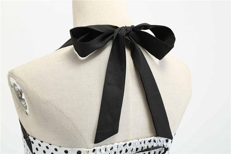 Robe vintage Blanche à Petits Pois Noirs