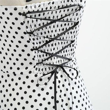 Robe vintage Blanche à Petits Pois Noirs