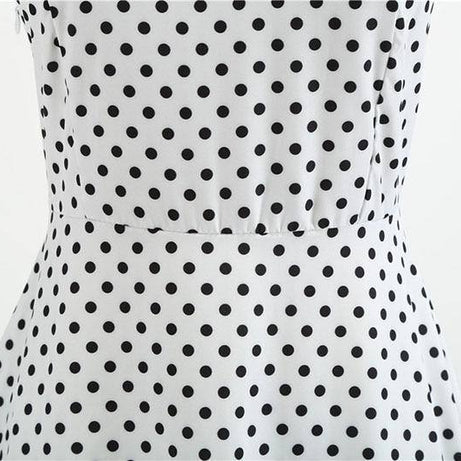 Robe vintage Blanche à Petits Pois Noirs