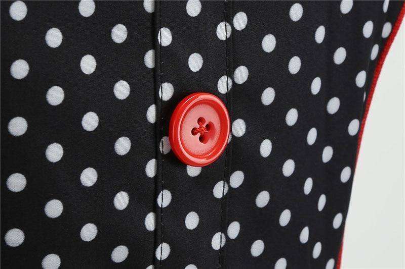 Robe Noire à Petit Pois Blanc & Col Rouge