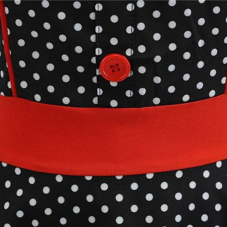 Robe Noire à Petit Pois Blanc & Col Rouge