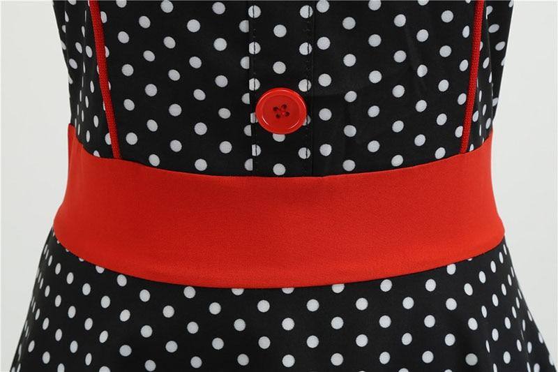 Robe Noire à Petit Pois Blanc & Col Rouge