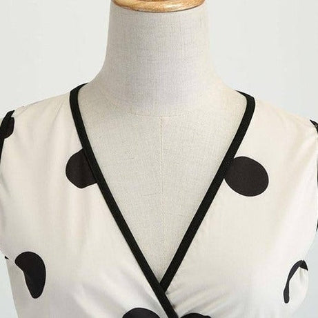 Robe vintage de Cérémonie Blanche à Pois noirs