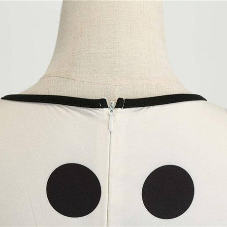 Robe vintage de Cérémonie Blanche à Pois noirs