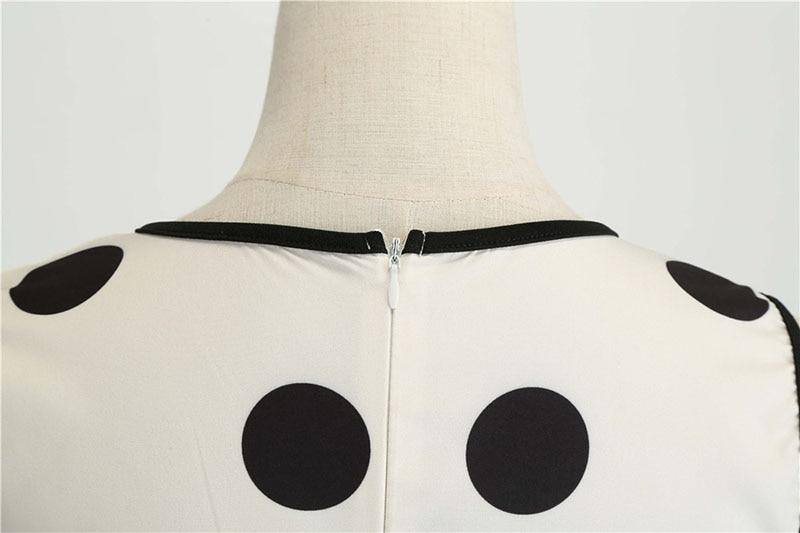 Robe vintage de Cérémonie Blanche à Pois noirs