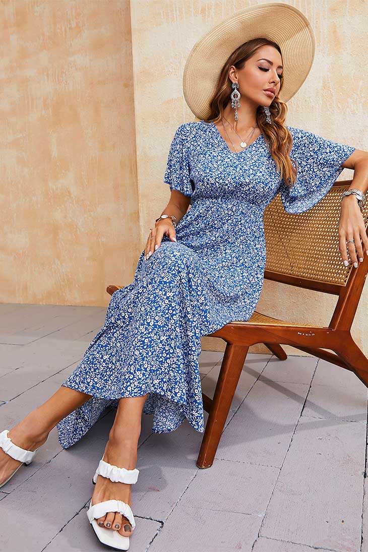 Königsblaues Bohemian-Kleid – Thelma