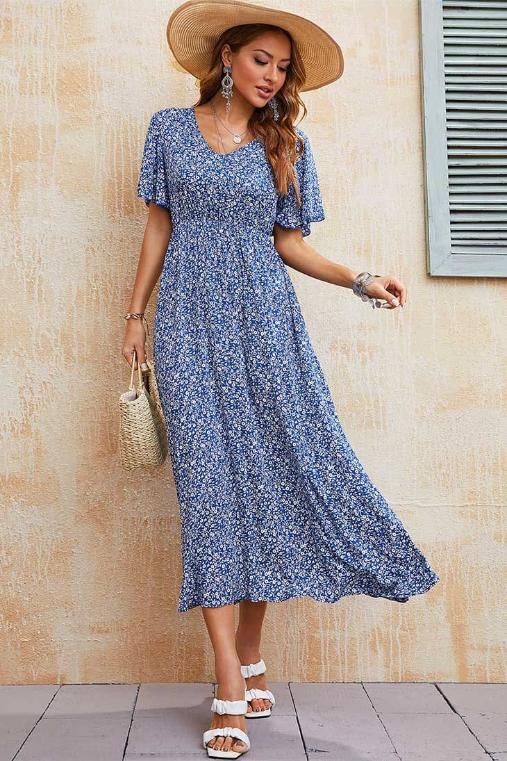 Königsblaues Bohemian-Kleid – Thelma